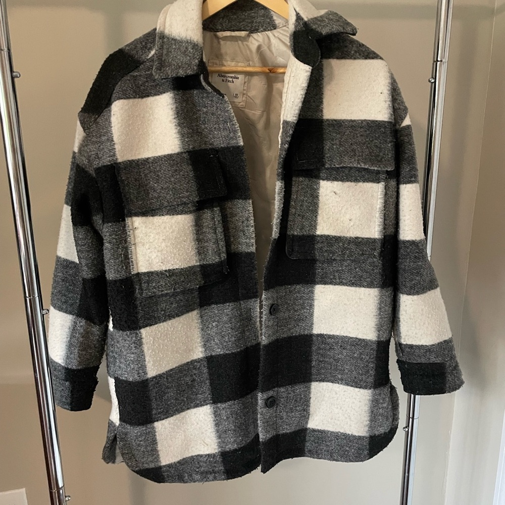 Abercrombie & Fitch Black and White Plaid Jacket